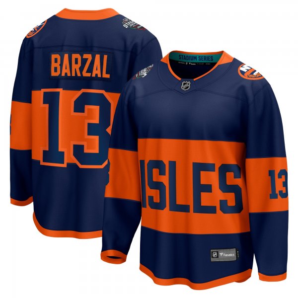 Men's New York Islanders #13 Mathew Barzal  Navy 2024 NHL Stadium Series Breakaway Player Jersey