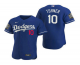 Men's Los Angeles Dodgers #10 Justin Turner Royal 2020 World Series Flex Base Nike Jersey