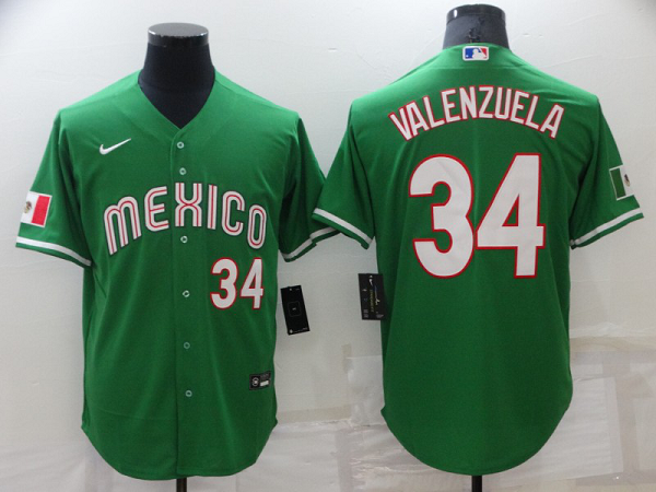 Men's Nike Los Angeles Dodgers #34 Fernando Valenzuela Green Mexico Cool Base MLB Jersey