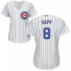 Chicago Cubs #8 Ian Happ White Home Stitched MLB Majestic Cool Base Women's Jersey