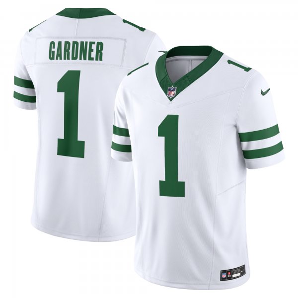 Men's New York Jets Ahmad Sauce Gardner Nike Legacy White Vapor F.U.S.E. Limited Jersey