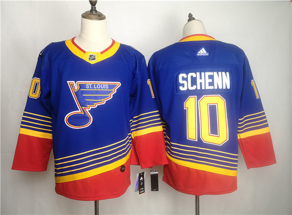 Men's Adidas St. Louis Blues #10 Brayden Schenn adidas Blue Retro 1990's Jersey