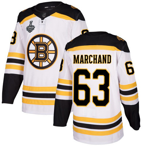 Boston Bruins #63 Brad Marchand White Road Stanley Cup Final Bound Stitched Adidas NHL Jersey