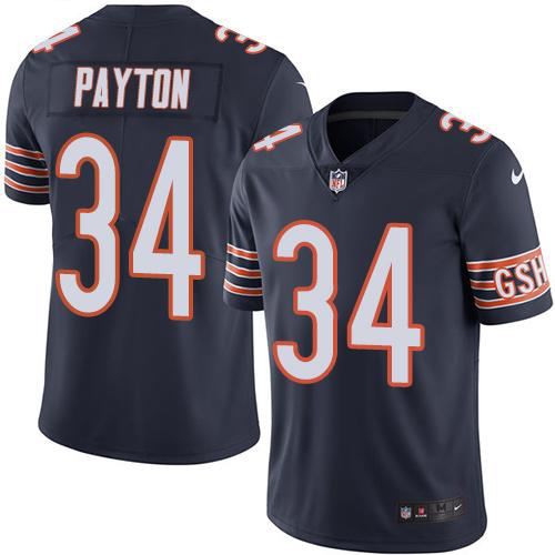 Nike Chicago Bears #34 Walter Payton Navy Blue Team Color Men's Stitched NFL Vapor Untouchable Limited Jersey