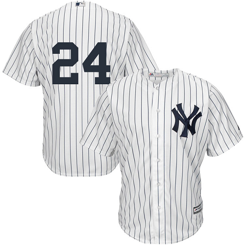 Men's New York Yankees #24 Gary Sanchez Majestic No Name Home White Navy Cool Base Player Jersey