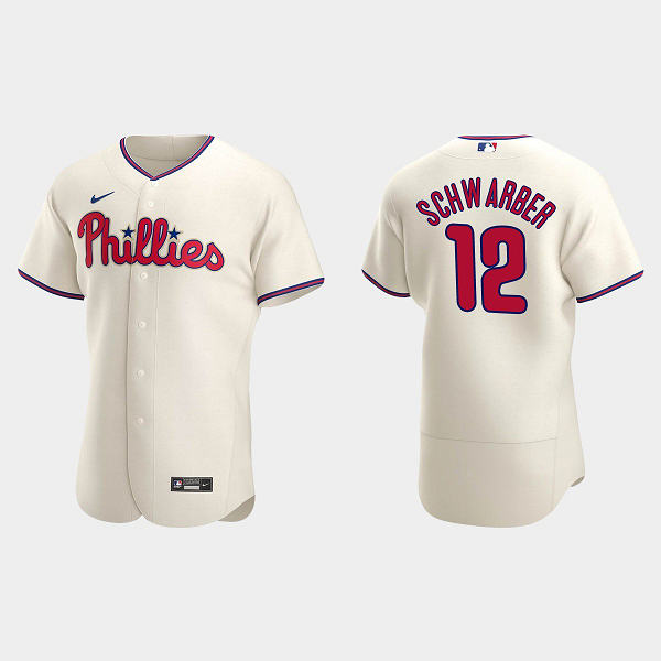 Men's Philadelphia Phillies #12 Kyle Schwarber Cream Alternate Flex Base MLB Jersey