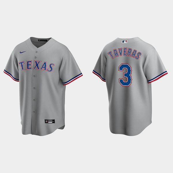 Men's Texas Rangers #3 Leody Taveras Gray Road MLB Jersey