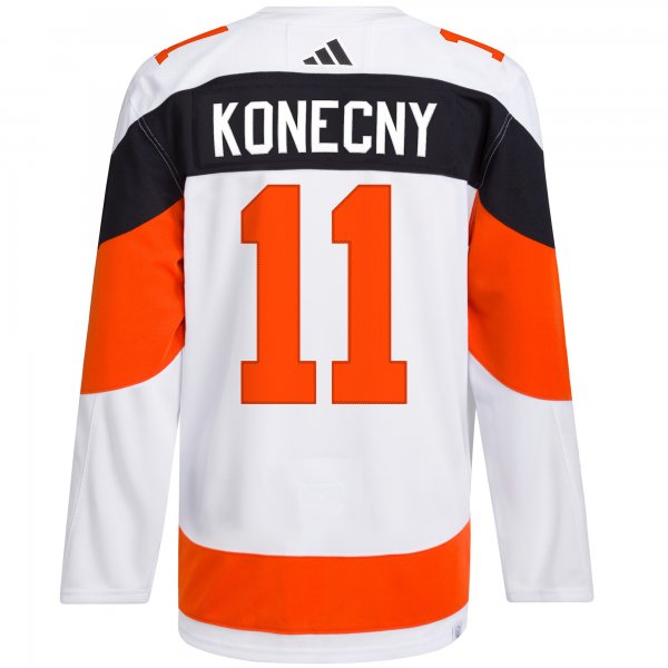 Men's Philadelphia Flyers Travis Konecny adidas White 2024 NHL Stadium Series Primegreen Player Jersey