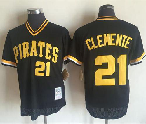 Mitchell And Ness 1982 Pittsburgh Pirates #21 Roberto Clemente Stitched Black Throwback MLB Jersey