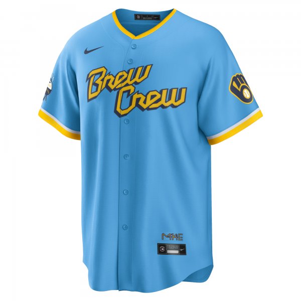 Men's Milwaukee Brewers Christian Yelich Nike Powder Blue City Connect Replica Player Jersey