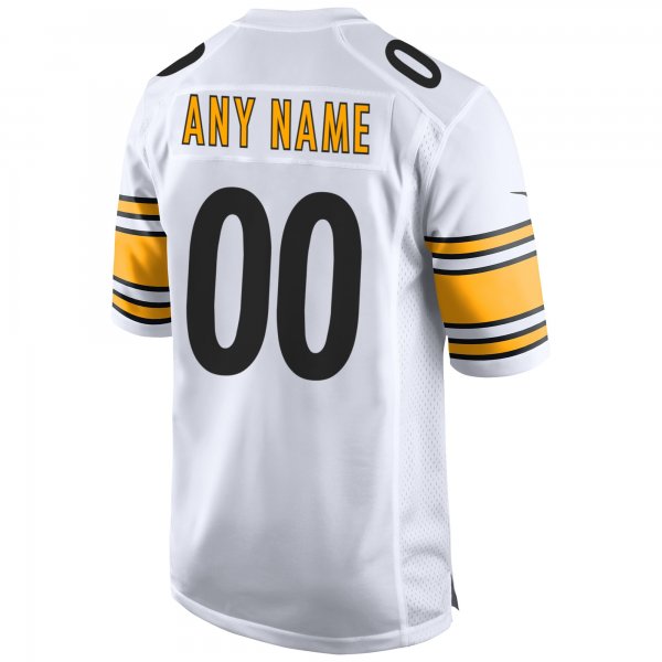 Men's Nike White Pittsburgh Steelers Away Custom Game Jersey