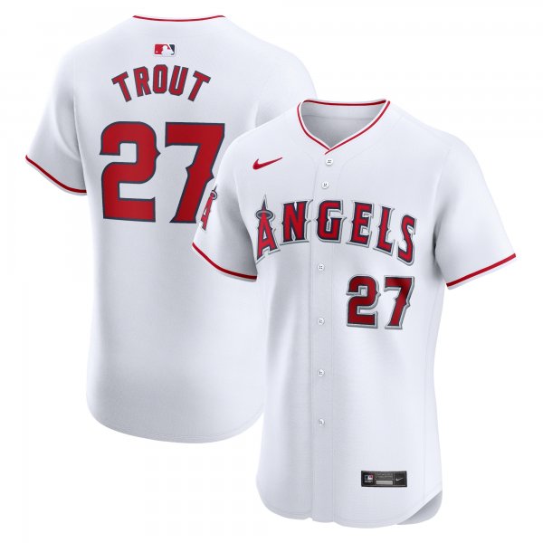 Men's Los Angeles Angels Mike Trout Nike White Home Elite Player Jersey