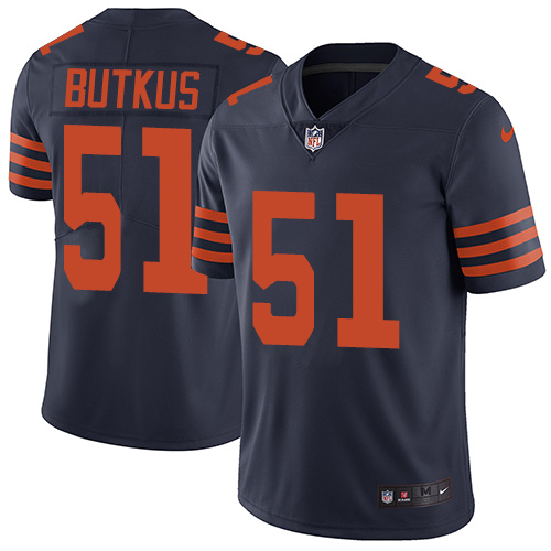 Men's Nike Chicago Bears #51 Dick Butkus Navy Blue Alternate Stitched NFL Vapor Untouchable Limited Jersey