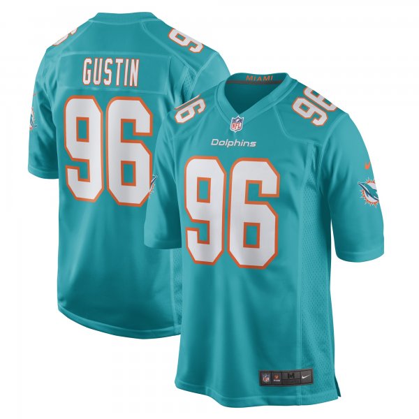 Men's Miami Dolphins Porter Gustin Nike Aqua Game Player Jersey