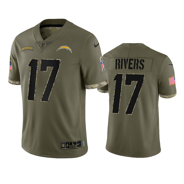 Los Angeles Chargers Philip Rivers Olive 2022 Salute To Service Jersey #17