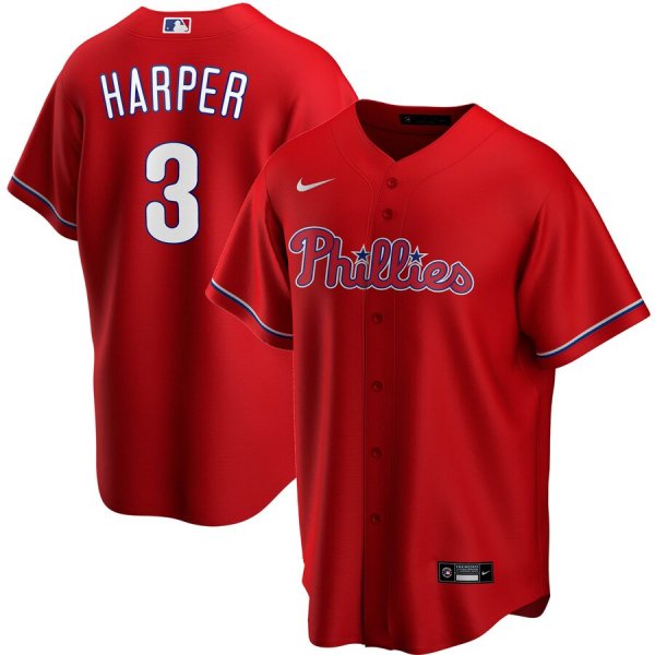 Men's Nike Philadelphia Phillies #3 Bryce Harper Red Alternate 2020 MLB Jersey