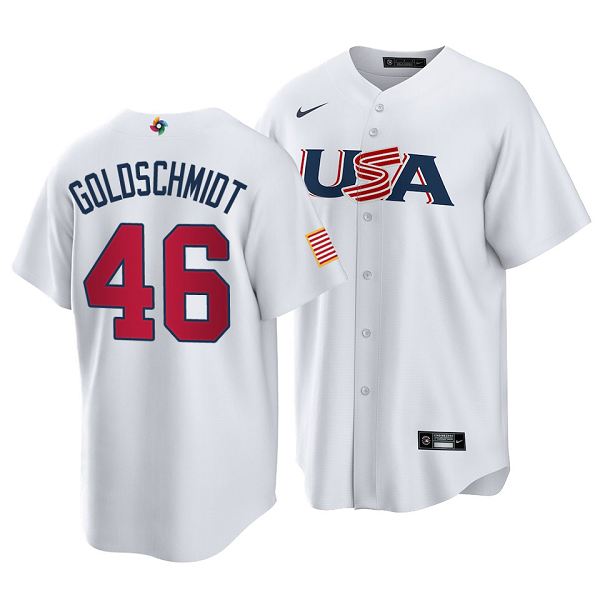 St. Louis Cardinals #46 Paul Goldschmidt 2023 World Baseball Classic White  Men's USA Jersey