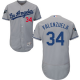 Los Angeles Dodgers #34 Fernando Valenzuela Grey Flexbase Collection 2018 World Series Stitched MLB Jersey