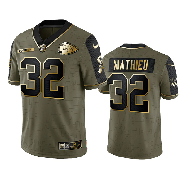 Kansas City Chiefs Tyrann Mathieu Olive Gold 2021 Salute To Service Men's Limited NFL Jersey