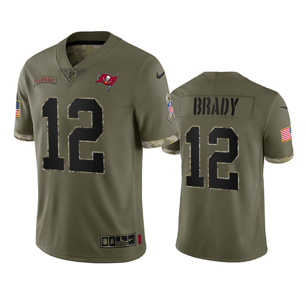 Tampa Bay Buccaneers Tom Brady Olive 2022 Salute To Service Limited Jersey #12