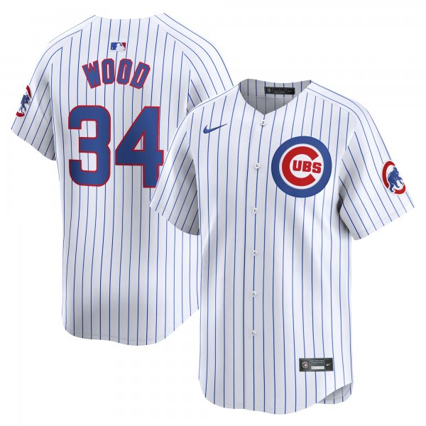 Men's Chicago Cubs #34 Kerry Wood Nike White Home Limited Player Jersey