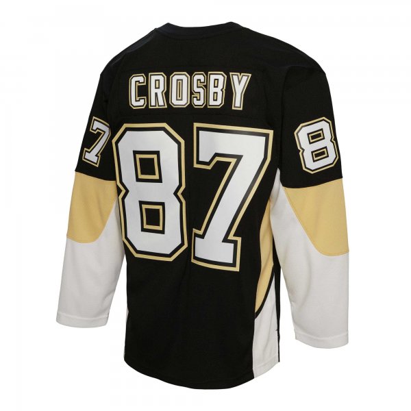 Men's Pittsburgh Penguins Sidney Crosby Mitchell & Ness Black Big & Tall 2008 Captain Patch Blue Line Player Jersey