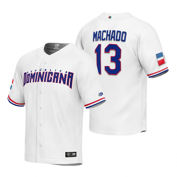 Dominican Republic Baseball Manny Machado White 2023 World Baseball Classic Replica Jersey