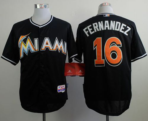 Miami Marlins #16 Jose Fernandez Black Alternate 2 Stitched MLB Jersey