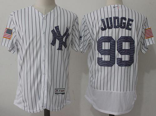 New York Yankees #99 Aaron Judge White Strip Fashion Stars And Stripes Flexbase Stitched MLB Jersey