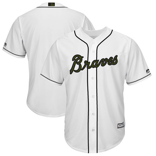 Men's Atlanta Braves Blank Majestic White 2018 Memorial Day Cool Base MLB Team Jersey