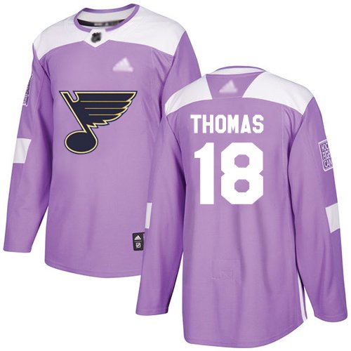 St. Louis Blues #18 Robert Thomas Purple Fights Cancer Stitched NHL Jersey