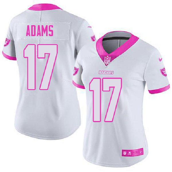 Women's Nike Las Vegas Raiders #17 Davante Adams White/Pink Stitched Limited Rush Fashion Jersey