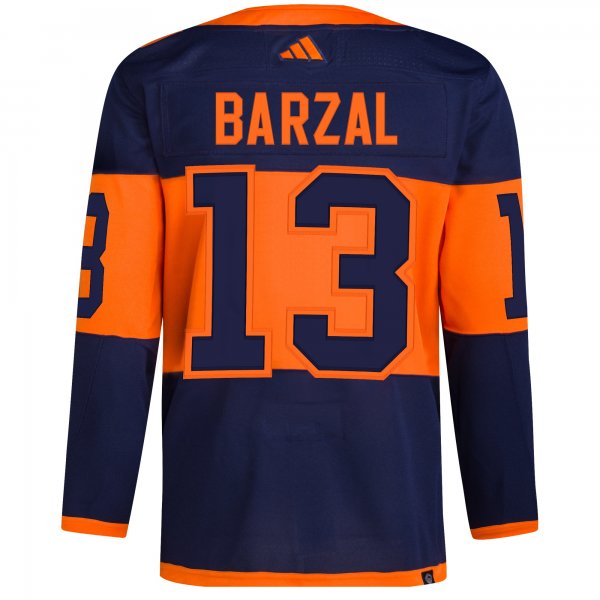 Men's New York Islanders Mathew Barzal adidas Navy 2024 NHL Stadium Series Primegreen Player Jersey