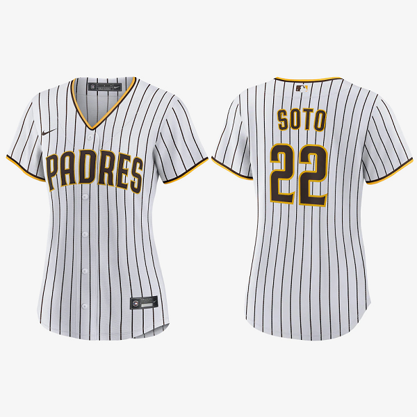 Women's San Diego Padres #22 Juan Soto Home MLB Jersey - White Brown