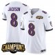 Men's Baltimore Ravens #8 Lamar Jackson White 2023 F.U.S.E. AFC North Champions Vapor Limited NFL Jersey