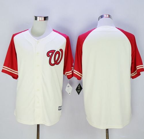 Washington Nationals Blank Cream/Red Exclusive New Cool Base Stitched MLB Jersey