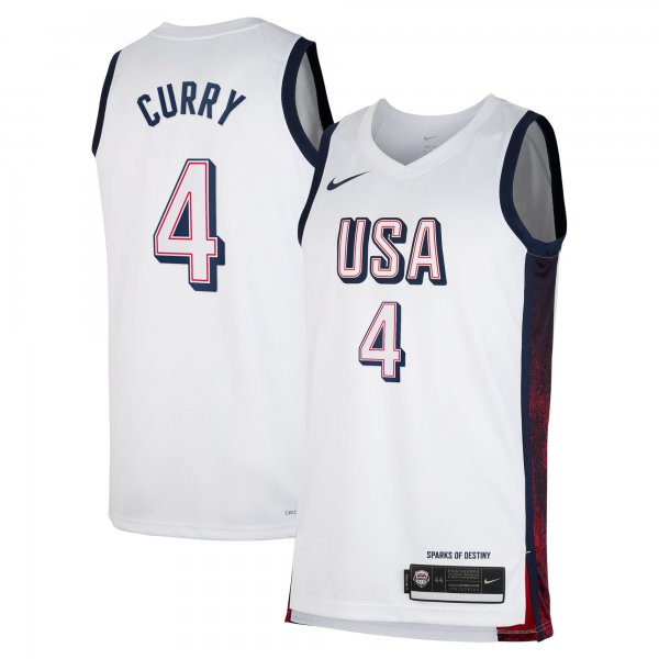 Unisex Men's USA Basketball #4 Stephen Curry Nike White 2024 Swingman Player Jersey