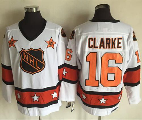 Philadelphia Flyers #16 Bobby Clarke White/Orange All Star CCM Throwback Stitched NHL Jersey