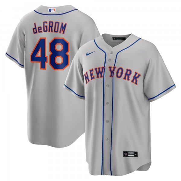 Men's New York Mets Jacob deGrom Nike Gray Road Replica Player Name Jersey