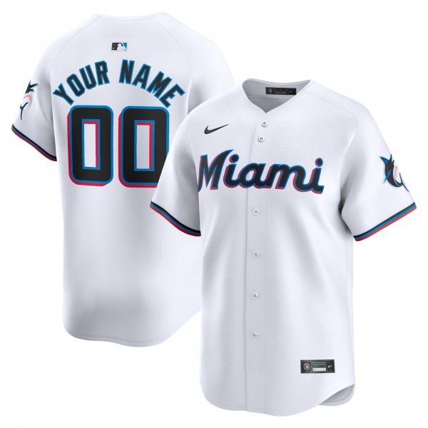 Men's Miami Marlins Nike White Home Limited Custom Jersey