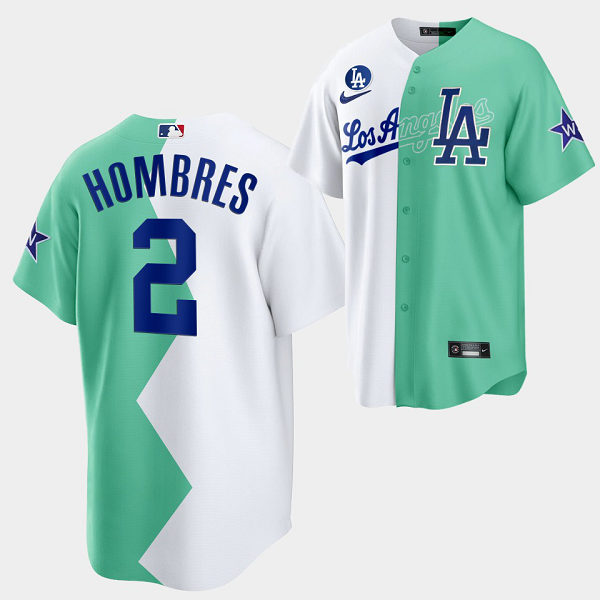 Men's Los Angeles Dodgers #2 Bryan Cranston 2022 All-Star Celebrity Softball Game White Green Cool Base MLB Jersey Hombres