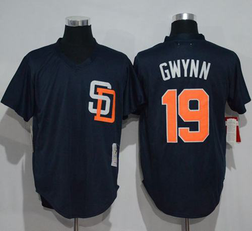 Mitchell And Ness 1996 San Diego Padres #19 Tony Gwynn Navy Blue Throwback Stitched MLB Jersey