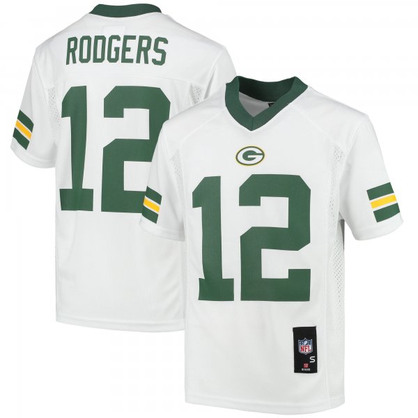 Youth Green Bay Packers Aaron Rodgers White Replica Player Jersey