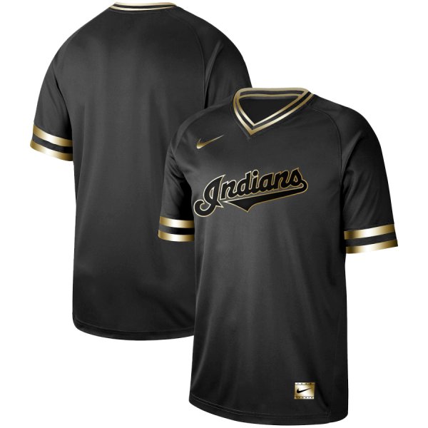 Men's Nike Cleveland Indians Blank Black Gold MLB Jersey