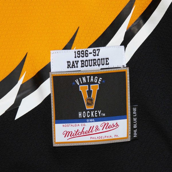 Men's Boston Bruins Ray Bourque Mitchell & Ness Gold  1996/97 Captain Patch Blue Line Player Jersey