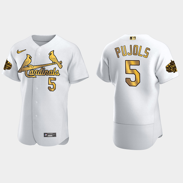 Men's St. Louis Cardinals #5 Albert Pujols 2022 MLB All-Star Game Flex Base Jersey - White Gold