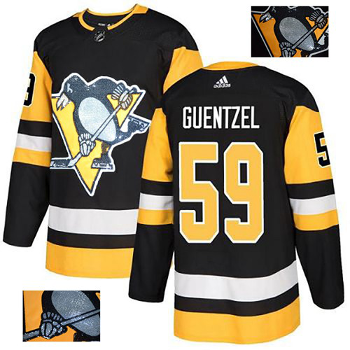 Adidas Pittsburgh Penguins #59 Jake Guentzel Black Home Fashion Gold Stitched NHL Jersey