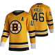 Boston Bruins #46 David Krejci Yellow Men's Adidas 2020-21 Reverse Retro Alternate NHL Jersey