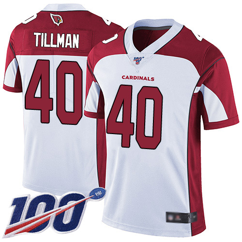 Men's Arizona Cardinals #40 Pat Tillman White Stitched NFL 100th Season Vapor Limited Jersey