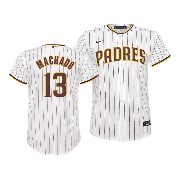 2020 Padres Manny Machado #13 Replica Home Youth White Jersey